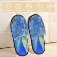 thumbnail image 2 of Fotbe Peacock Pantuflas Peludas para Mujer con Estampado, Zapatillas de Peluche, Zapatos de Invierno para Casa, Uso Interior y Exterior-Medium, 2 of 8