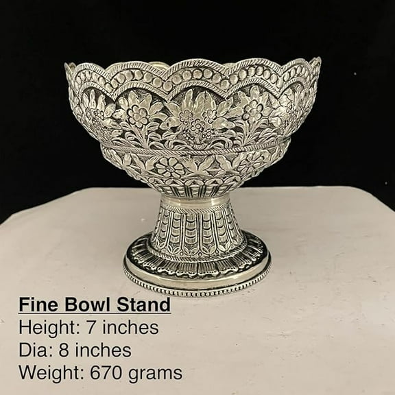 German silver fully carved fruit bowl/ snacks/ home decor with stand/ gift item