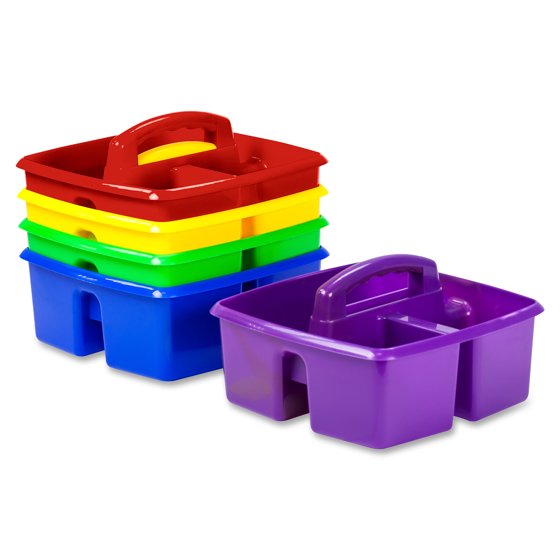 Storex Classroom Caddy, Set of 5, Assorted Colors, Plastic