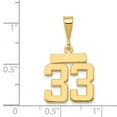 thumbnail image 4 of Real 14kt Yellow Gold Small Polished Number 33 Charm Pendant; for Adults and Teens; for Women and Men, 4 of 4