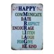 thumbnail image 1 of Letrero de hojalata con texto "Happy Communicate", decoración contemporánea para el hogar. Tamaño: 8 x 12 pulgadas, 1 of 4