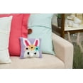 thumbnail image 2 of Easter Bunny Flower Crown Small Petite Mini Hooked Accent Pillow 8" x 8", 2 of 4