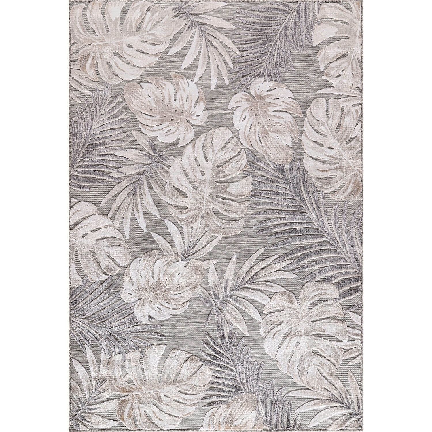 CAMILSON Spring Leaf Tropical Botanical Easy-Cleaning Non-Shedding Washable Outdoor Indoor Area Rug Beige 8x10