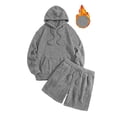 thumbnail image 4 of BRELIL Women Plus Size Two Piece Set Hoodie Shorts Matching Lounge Set Casual Summer Outfits Solid Tracksuit Travel Vacation Loungewear, Gray S, 4 of 8