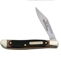 SZCO FK 2.75" Peanut Folding Knife with Stainless Steel Blades, Brown Sawtooth Textured Handle