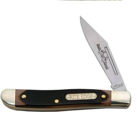 SZCO FK 2.75" Peanut Folding Knife with Stainless Steel Blades, Brown Sawtooth Textured Handle