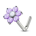 thumbnail image 3 of Nose Stud Rings L-shape with Illuminating Stone Set Flower Top 20g, 3 of 6