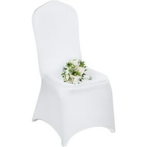 KFFKFF 100 Pcs White Chair Covers Polyester Spandex Chair Cover Stretch Slipcovers for Wedding Party Dining Banquet Flat-Front Chair Covers