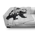 thumbnail image 3 of Bear Soft Flannel Fleece Throw Blanket, Mammal Silhouette Mountain Landscape Flying Birds and Forest Wildlife Design, Cozy Plush for Indoor and Outdoor Use, 50" x 60", Black White, by Ambesonne, 3 of 6