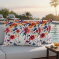 thumbnail image 4 of Retro Flowers Outdoor Waterproof Pillow Covers, Boho Modern Watercolor Floral Botanical Decorative Rectangle Throw Pillowcase Sofa Cushion Sham for Patio/Couch/Chair, 20"x12" 2 Pack, 4 of 8