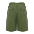 thumbnail image 3 of Aayomet Cotton Shorts For Women Shorts Shorts Casual Women's Waist Cotton Elastic With Plus Size Shorts For Women Army Green,L, 3 of 5