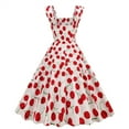 thumbnail image 4 of WMTBSRSW Swing Dresses for Women Cap Sleeve Hight Waist Cocktail Dresses Flowy 1950s Retro Audrey Style A Line Dresses Cute Fruit Printed Prom Ball Gown, 4 of 5