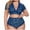 Blue, variant on Lace Lingerie for Women Plus Size Tummy Control Underwear Sexy Deep V Neck Short Sleeve Crop Top and Panties Set Red XXXL