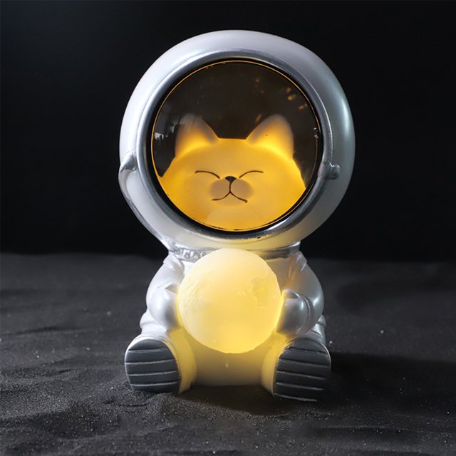 Animales Luz De Noche Astronauta Lámpara De Noche Lámpara De Mesa Con Botón Batería Lindo Astronauta Luz De Noche Decorativa Regalo Para Niños Dormitorio Cumpleaños, Gatito Muyoka Hogar