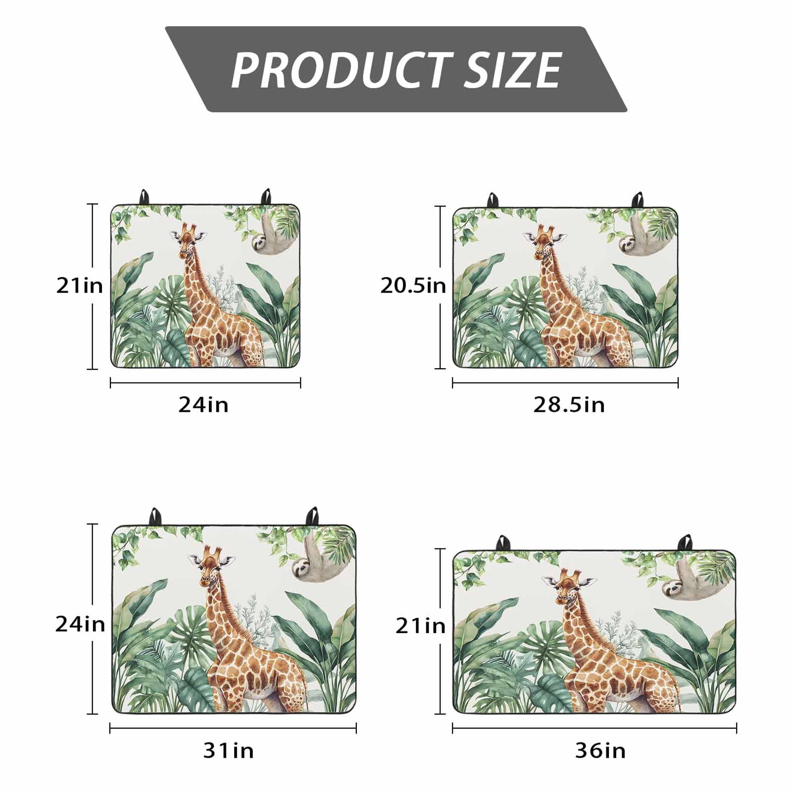 Tropical Giraffe Sloth Stove Top Cover for Electric Stove, Heat-proof & Non Slip Glass Top Stove Cover Protector, Watercolor Summer Palm Leaf Kitchen Flat Cooktop Rubber Mat 24x21 Inches