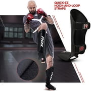 RDX Shin Guards Kickboxing Muay Thai, SATRA SMMAF Approved, Premium Maya Hide Leather, Leg Instep Protection Pads, MMA Martial Arts Kicking Sparring Training Gear, BJJ Karate Boxing Taekwondo, Black