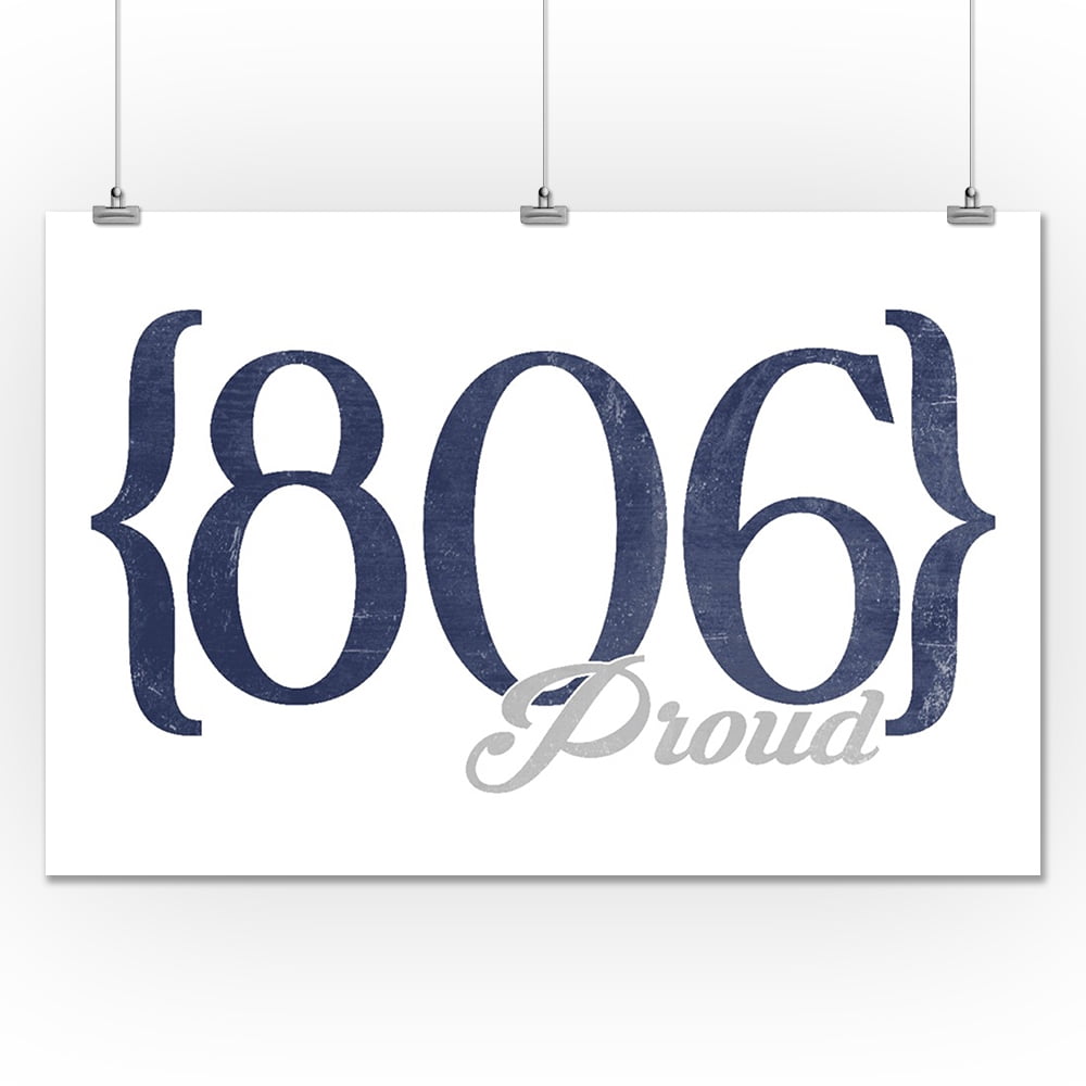 amarillo-texas-806-area-code-blue-lantern-press-artwork-24x36