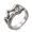 Silver, variant on Cuff Finger Black Ring Snake Adjustable Statement Polished Textured Antique P465