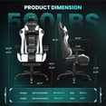 thumbnail image 3 of JONPONY Big and Tall 500LBS Gaming Chair, 3D Armrests Gamer Chair PU Leather with Footrest and Lumbar Support, Ergonomic Design, High Back Game Chair Support Long Sitting, White Computer Chair, 3 of 9