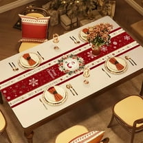 Hometravel Festive Table Flag, Waterproof Christmas Tablecloth for Coffee Table, Holiday Decoration Supplies for Living Room or Entertainment Center