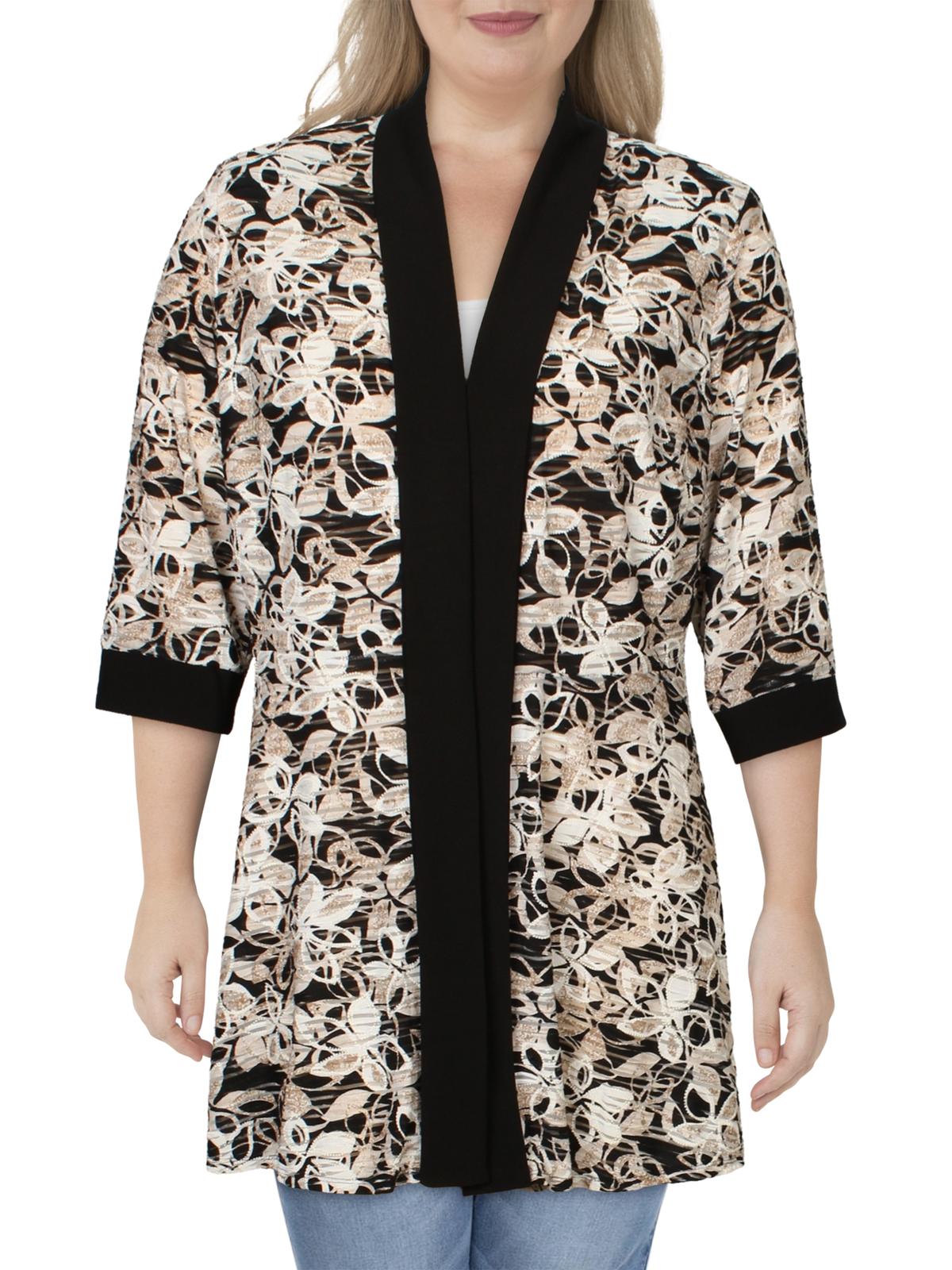 Knit Burnout Topper Jacket Black 18W 