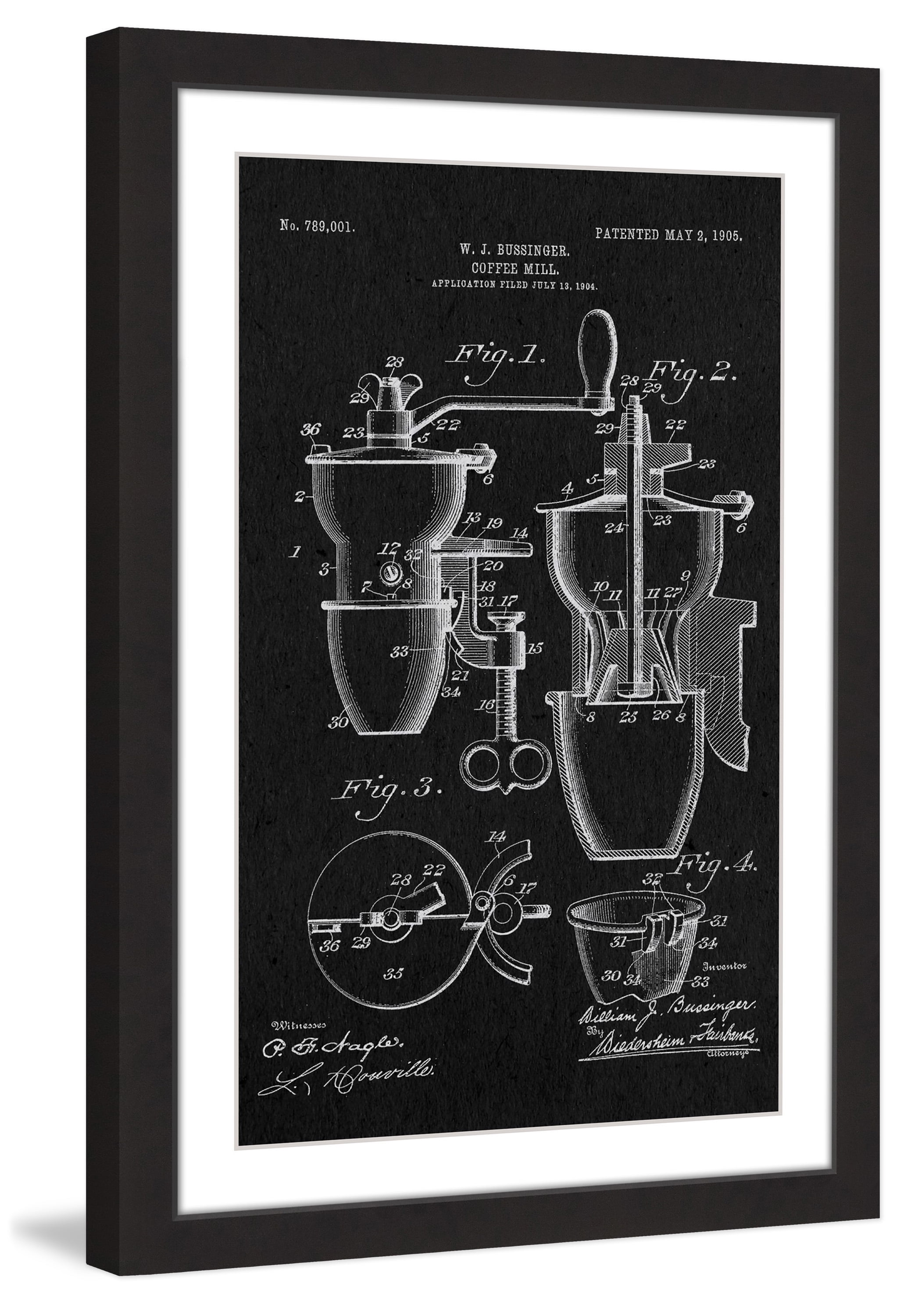 "Coffee Mill 1905 Black Paper" Framed Painting Print