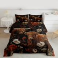 thumbnail image 2 of Manfei Retro Rustic Flower Bedding Comforter Set,Brown Highland Cow Twin Comforter Sets,Vintage Countryside Floral Bedding Set For Men Women,Microfiber Bedroom Decor Reversible,2 Pieces, 2 of 8