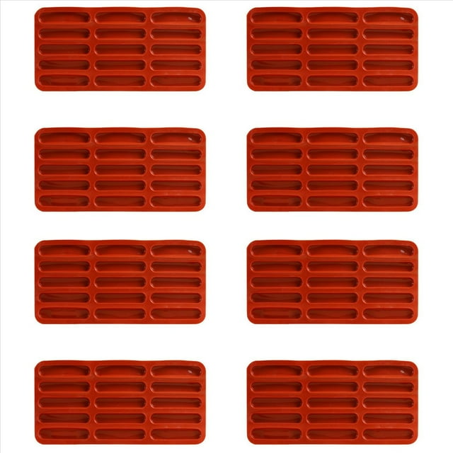 8X Molde de Silicona para Galletas con Dedos de Tiramisú, Molde para Hornear Barras de Cereales con 15 Cavidades, Molde para Barras de Chocolate, Molde de Silicona con Tiras Largas