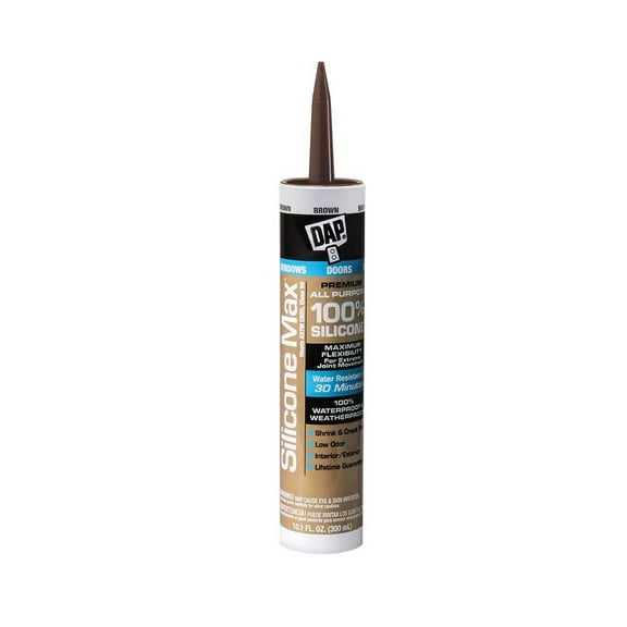 DAP Silicone Max WDS - Premium Window Door and Siding Sealant - 12 Pack, 10.1 fl oz, Brown