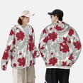 thumbnail image 4 of Balery Leaves And Anemone Flowers In Red Grey Sudadera ligera de manga larga con capucha y protección solar UPF 50+ para hombre y mujer, ideal para pesca y running-3X-Large, 4 of 7