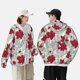 thumbnail image 4 of Balery Leaves And Anemone Flowers In Red Grey Sudadera ligera de manga larga con capucha y protección solar UPF 50+ para hombre y mujer, ideal para pesca y running-Small, 4 of 7