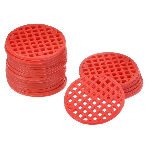 Uxcell 0.98 inch Round Flowerpot Hole Mesh Pad Grid Screen Mat Plastic Red 50pcs