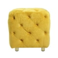 thumbnail image 4 of GZXS Velvet Upholstered Ottoman Foot Stool, Square Vanity Chair with Soft Foam Seat, Modern Accent End Table for Small Space (Yellow), 4 of 7
