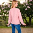 thumbnail image 5 of Women's Tie Front Knit Cardigan with Long Sleeves and Open Front Design - Large, Mauve Pink, 5 of 7
