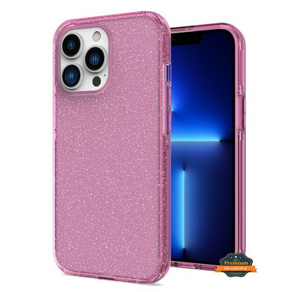 For Apple iPhone 13 Mini (5.4") Glitter Sparkle Bling Shiny Thin Slim Hybrid Rubber Silicone Soft TPU Gel Protective Phone Case Cover by Xpression [Pink]
