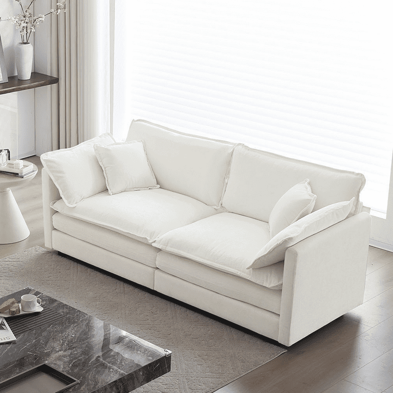 Williamspace 70 inch Loveseat Sofa Couch Modern Upholstered 2 Seat Sofa Sectional Sofa Couch with 4 Toss Pillows Deep Seat Chenille Fabric Loveseat