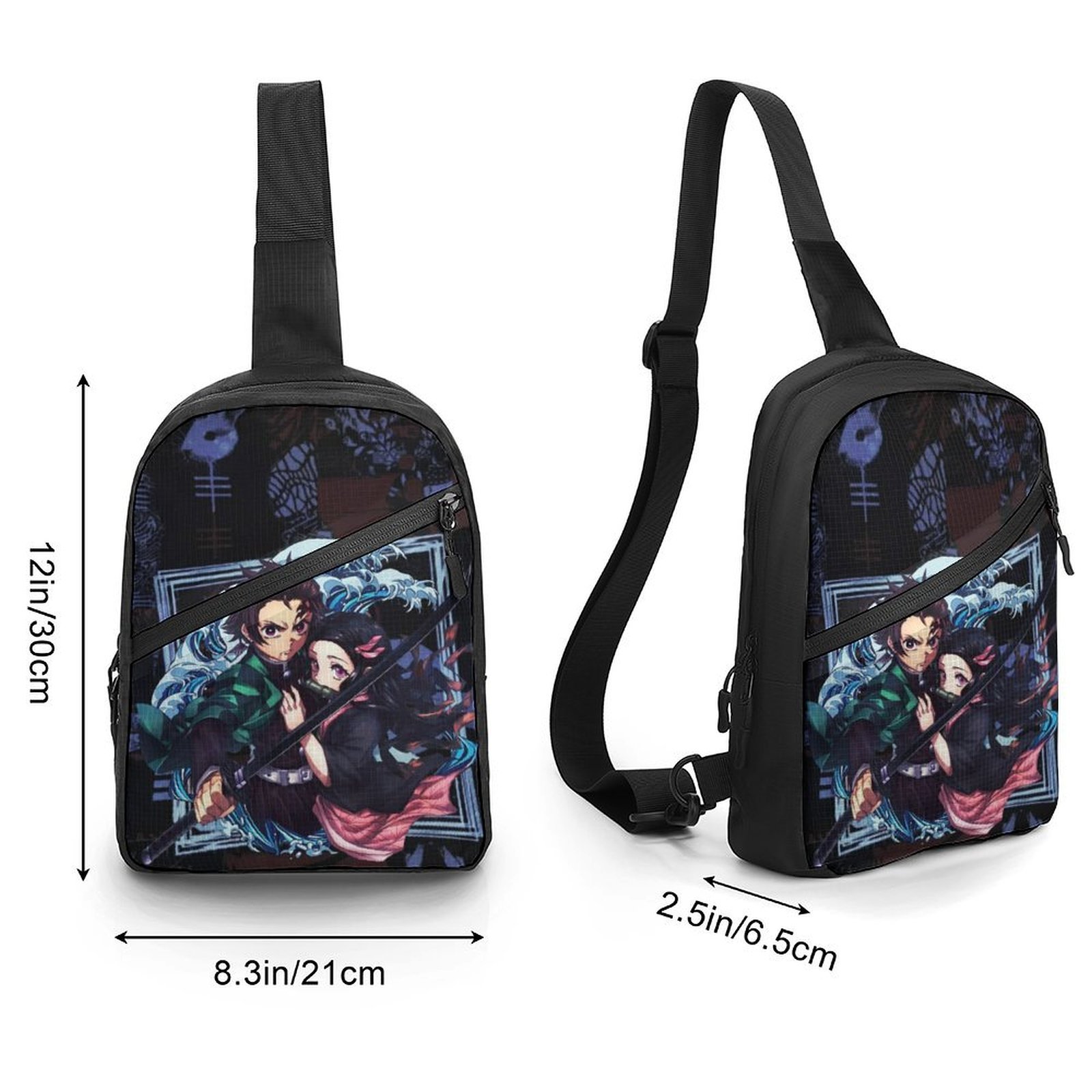 Demon Slayer Sling Bag Foldable Crossbody Bag Unisex Versatile Shoulder Bag Chest Pack Zipper for Gym Travel