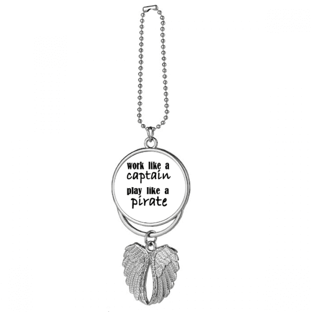 Work Like Captain Play Like Pirate Silver Wing Car Pendant Decoration
