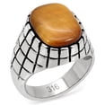 thumbnail image 1 of Alamode TK129-8 Men High Polished Stainless Steel Ring with Synthetic in Topaz - Size 8, 1 of 1