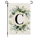 thumbnail image 1 of Bandera de jardín con monograma personalizado y diseño de planta verde: bandera decorativa de lino de doble cara para exteriores, ideal para patios, porches o balcones. Bandera colgante resiste, 1 of 1