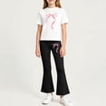 thumbnail image 2 of Juorvia Girls 2 Piece Outfits Summer Loose Fitted Crew Neck T-Shirts Micro Flare Elastic Waist Pants(2-3 Years,Black), 2 of 6