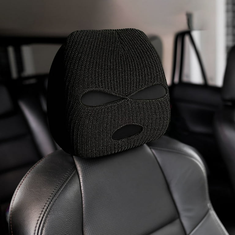 Car Headrest Covers Funny Car Seat Headrest Cover, Halloween Elastic Car Seat Headrest Protector Humorous Human Face Mask For Vehicle Truck Van E 3 Pair Car Seat Head Cover