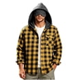 thumbnail image 3 of Button Down Plaid Jacket for Men,Long Sleeve Open Front Hooded Shacket Coat,with Drawstring and Check Pocket,Trendy Casual Outfits, 3 of 6