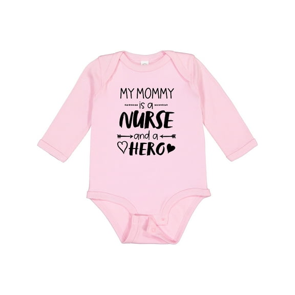 Inktastic My Mommy is a Nurse and a Hero Boys or Girls Long Sleeve Baby Bodysuit