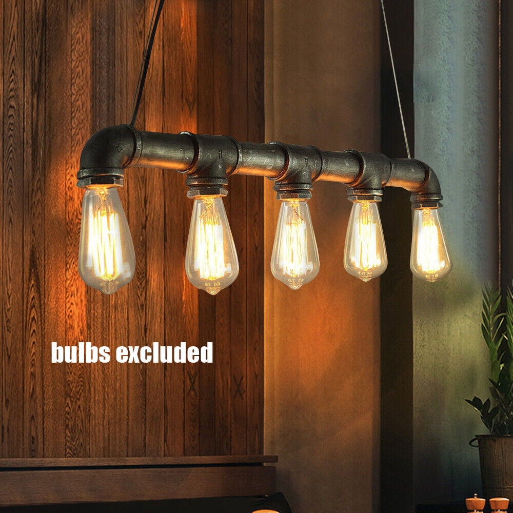 Black Retro Water Pipe Ceiling Light Chandelier Steampunk Pendant Lamp Fixture for kitchens, hallways