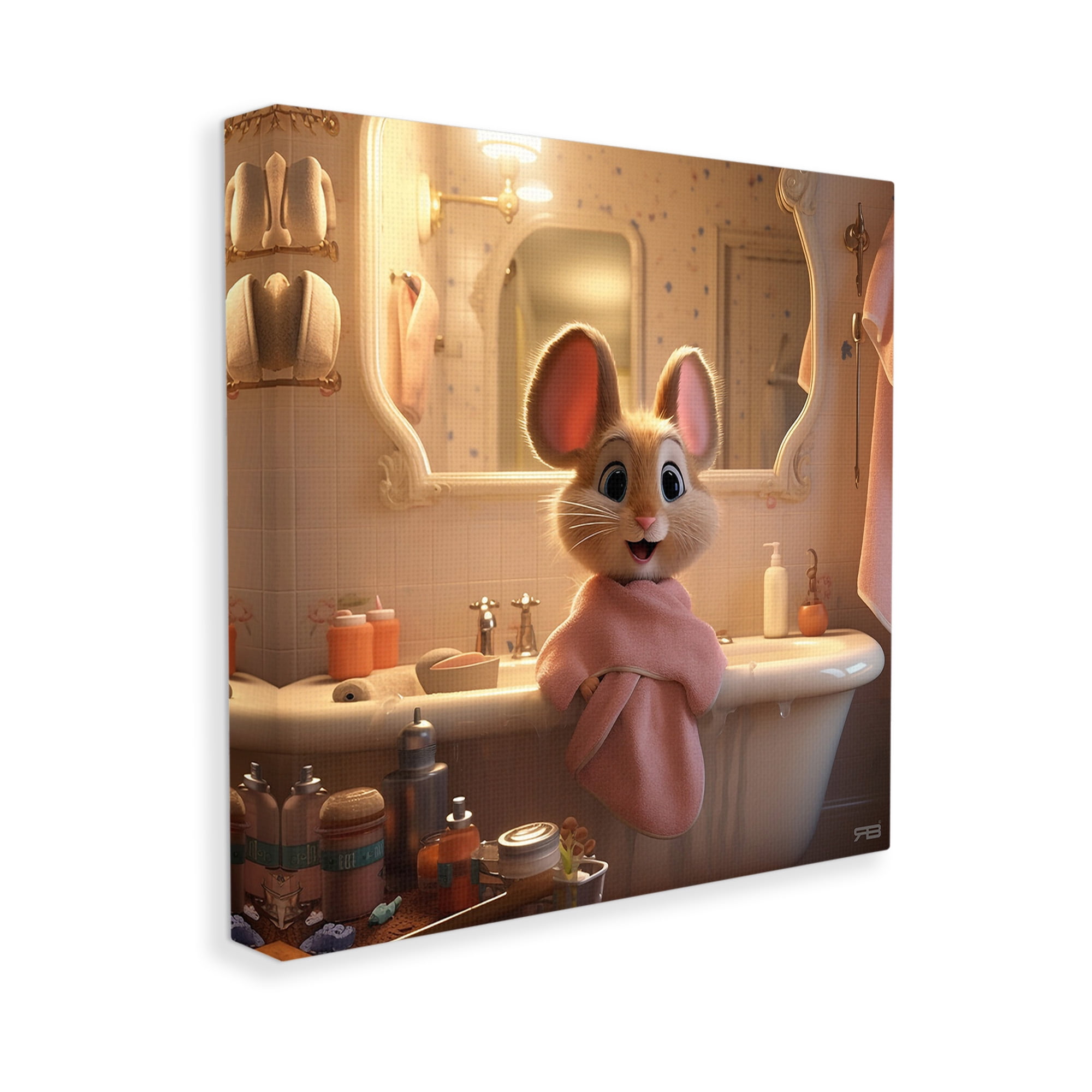 Stupell Industries Mouse in Relaxing Bath Animals & Insects Painting Gallery Wrapped Canvas Art Print Wall Art, 30 x 30