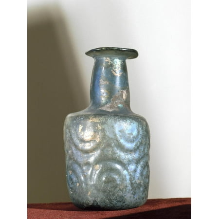 Islamic Glass - A bottle of irridescent glass, decorated with spiral patterns, Islamic, Syria, 7th-8th century Print Wall Art By Werner Forman