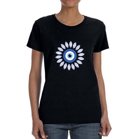 Evil Eye With Feathers Shaped T-Shirt Women -Image by Shutterstock, Female Large