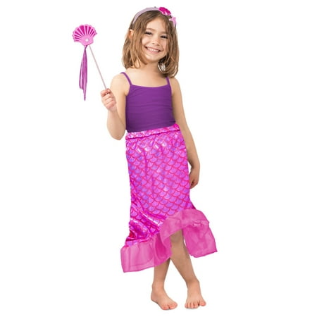 Girls Pink Mermaid Skirt Set Costume