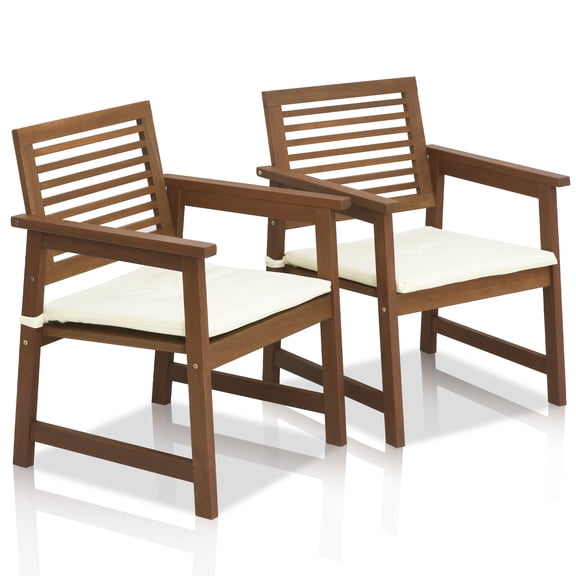 Furinno Tioman Teak Hardwood Outdoor Armchair with Cushion, Set of 2